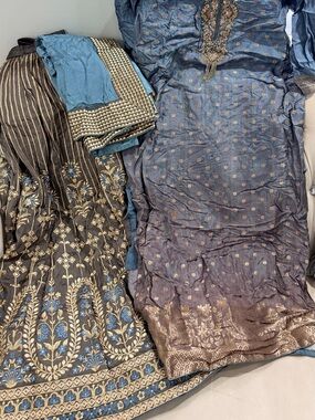 Blue Embroidered Ethnic Dress Set